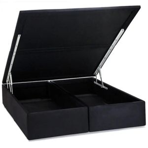 Base Box Baú Queen Physical Ortobom Corino Preto 158x198x39