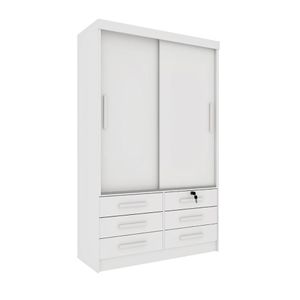 Guarda Roupa Solteiro 2 Portas 6 Gavetas Chicago Tcil Branco