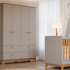 Guarda Roupa De Bebê 4 Portas 4 Gavetas Chantilly Expresso Móveis Fendi-nature