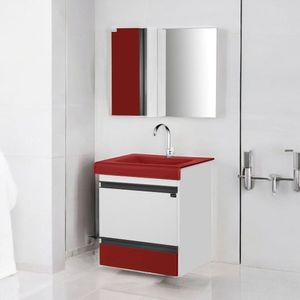 Gabinete De Banheiro Com Espelheira Kit Natal 55,0cm X 40,5cm X 57,0cm Branco-vermelho