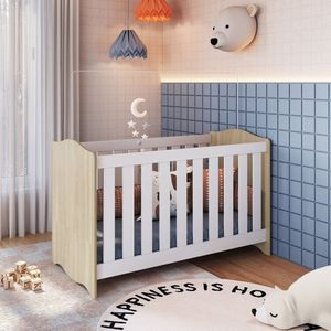 Berço 3 Em 1 Linha Encanto Com Colchão Carvalho-branco