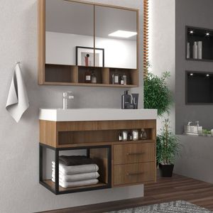 Conjunto Balcao Para Banheiro Com Espelheira Avant Noce