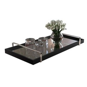 Bandeja Buffet Espelhada Lf 017 9x29x52cm Espelho-preto-cromo