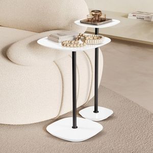 Conjunto Mesa Lateral Florença Alta E Baixa - Lf 049 Branco-preto