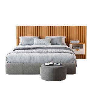 Cabeceira Ripada Maracá Queen Com 1 Mesa De Cabeceira Curva Buriti Offwhite-nature