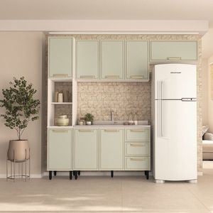 Armário Aéreo 3 Portas 120cm X 66cm X 30,5cm Branco-verde