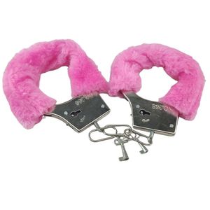 Algema Metal Revestida Pelucia Rosa Fantasia Sexy Diversao Erotica Bdsm