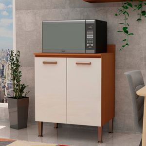 Balcão Armário Multiuso Para Cooktop Com 2 Portas 100% Mdf Freijó Branco