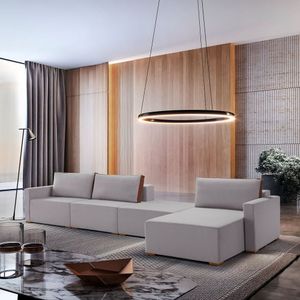 Sofá Modulado Amsterdã 4 Lugares Tecido Linho Cinza