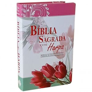 Bíblia Sagrada De Tamanho Grande - As Palavras De Jesus Em Vermelho - Laminada - Almeida - Harpa - Capa Luxo - Tulipa
