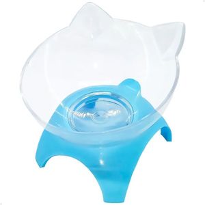 Comedouro Bebedouro Elevado Para Gatos Lorben Ergonômico Alto Individual Azul