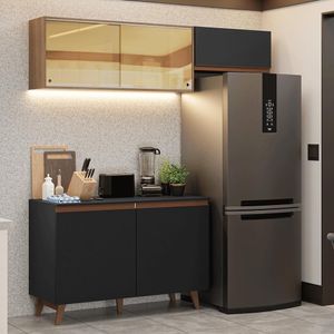 Armário De Cozinha Compacta 190cm Reims Madesa 09 Preto/Rustic