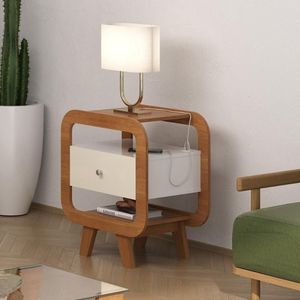 Mesa Auxiliar Nice Com Entrada Usb Cinamomo-off White