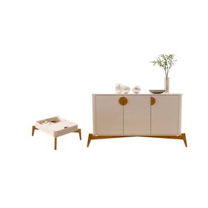 Conjunto Mesa De Centro E Buffet Rogers Off White