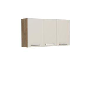 Armário Aéreo Com 3 Portas Branco Ártico Samba Bertolini Branco Carvalho