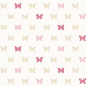 Papel De Parede Fofura Baby Borboletas Bege E Rosa Ff4055