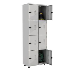Armário Roupeiro de Aço 8 Portas - Academia Guarda-Volumes EA702 - Cinza
