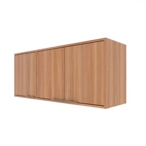 Armário Aéreo 120cm 3 Portas Mdp Raissa Nogal Off White