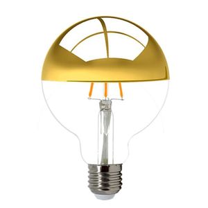 Lâmpada Filamento Led Defletora Espelhada Dourada G125 Âmbar 4w Filamento Dourado G125