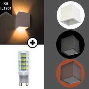 Kit Arandela 2 Focos De Luz Preta il1801 + Lâmpada G9