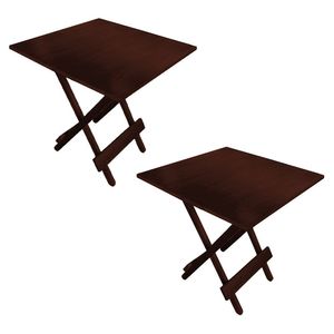 Kit 2 Mesa Dobrável 70x70cm Em Madeira Maciça Para Restaurantes E Lanchonetes Imbuia Marrom