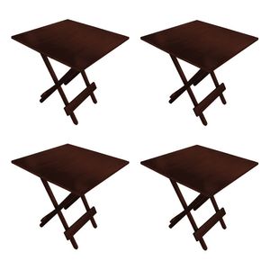 Kit 4 Mesa Dobrável 70x70cm Em Madeira Maciça Para Açaí E Bares Imbuia Marrom