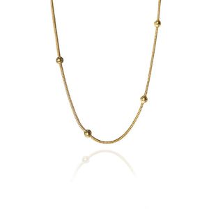 Pulseira Corrente Lisa Com Bolinhas Folheado Em Ouro 18k [f027]