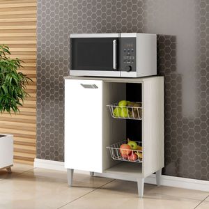 Fruteira Com 1 Porta E 2 Cestos 0,63 Cm Esmeralda Elmo/branco Hr Móveis