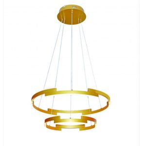 Querolustre Pendente Dcd03158 2 Aneis 78w 3000k Dourado