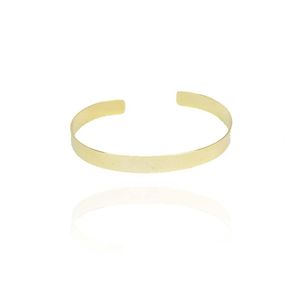 Bracelete Liso Largo Folheado Em Ouro 18k [f027]