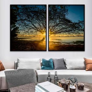 Kit Com 2 Quadros Decorativos 60x40 Cm Floral Com Moldura Caixa Preta 3 Centimetros Profundidade