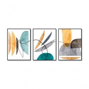 Kit Com 3 Quadros Decorativos 60x40 Cm Abstrato Minimalista