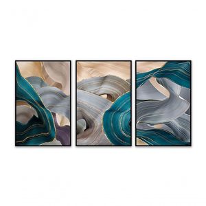 Kit Com 3 Quadros Decorativos 60x40 Cm Abstrato Veus