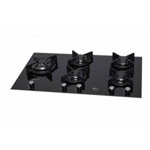 Fogão Cooktop Fischer 5 Queimadores Tc Infinity Duo Blaze Gás Mesa Vidro Preto Bivolt