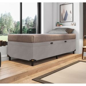 Base Box Baú Solteiro Prince Sued 0,88x1,87x0,24 Cinza