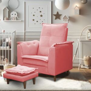 Poltrona Maria Para Amamentação E Descanso Com Puff Confortável Suede Rose Mabe Magazine