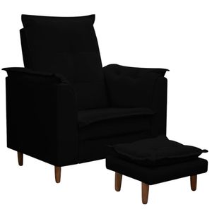 Poltrona Maria Para Amamentação E Descanso Com Puff Confortável Suede Preto Mabe Magazine