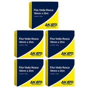 Kit C- 5 Fita Veda Rosca 18mm X 25m - Akato
