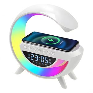 G Speaker Luminária Rgb Caixa De Som Relógio Carregador Indução