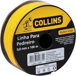 Linha Pedreiro Nylon Amarela 0,8ommx100mt Collins