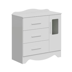 Cômoda Infantil Clara Peroba Em Mdf Branco 3 Gavetas 1 Porta Branco