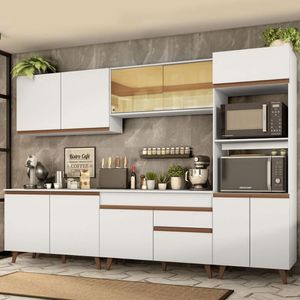 Cozinha Completa Madesa Reims 310001 Com Armário E Balcão Branco