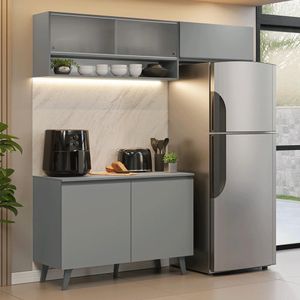 Armário De Cozinha Compacta 200cm Nice Madesa XA09 Cinza