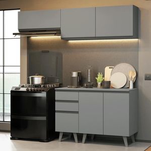 Armário De Cozinha Compacta 200cm Nice Madesa 06 Cinza