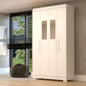 Guarda Roupa Casal Canadá Com Espelho 4 Portas Linhamobília Branco