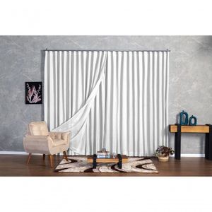 Cortina Microfibra Com Linho 2,80x1,80 Para Trilho Duplo branco