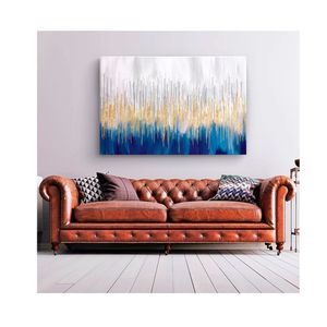 Quadro Decorativo Abstrato Belas Linhas Douradas C- Moldura Prata Tamanho 90 X 60cm