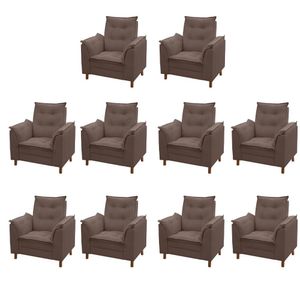 Kit 10 Poltronas Isa Escritório Consultório Recepção Suede Marrom - Mabe Magazine