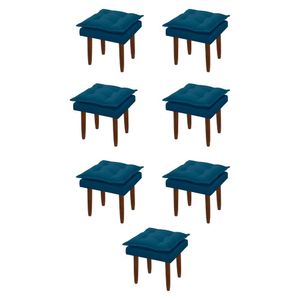 Kit 07 Puff Maria Para Sala De Tv E Estar Quarto Confortável Suede Azul Marinho Mabe Magazine