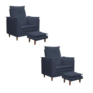 Kit 02 Poltronas Maria Para Amamentação E Descanso Com Puff Confortável Suede Azul Marinho Mabe Magazine